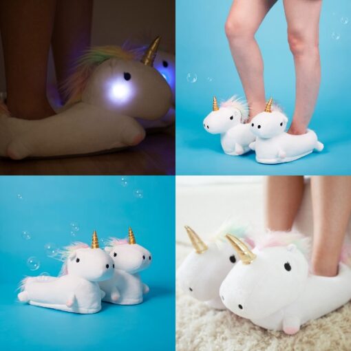 Detské plyšové papuče s LED jednorožcom - Image 2