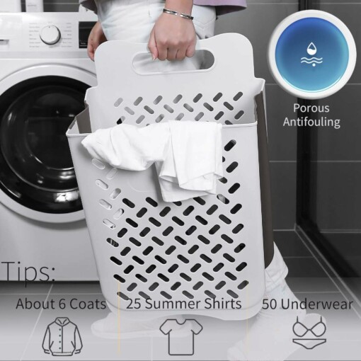 SKLADACÍ KOŠÍK NA PRÁDLO FOLDNHOLD™ – Obrázok 4