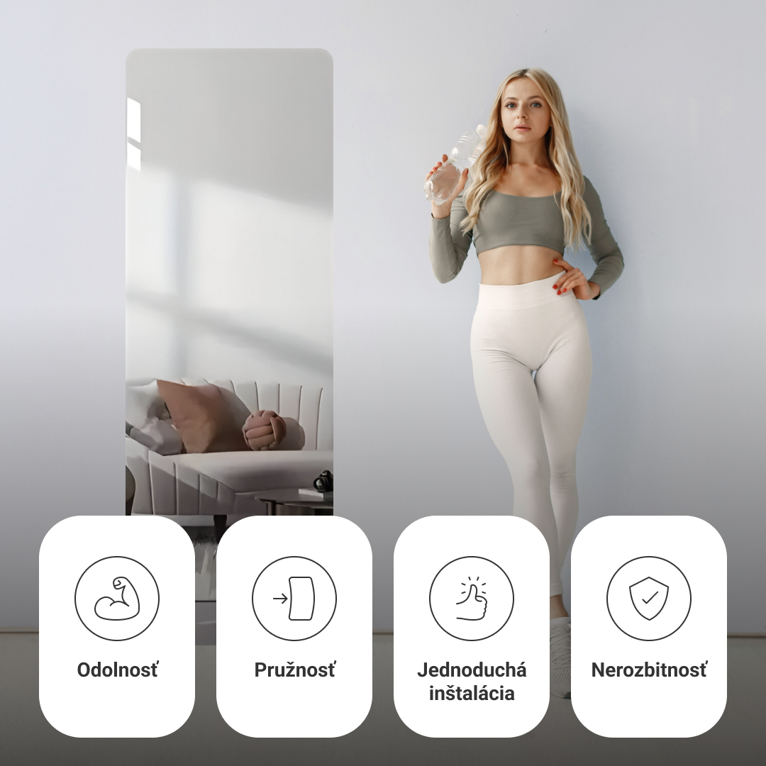 MirrorFlex™ flexibilné samolepiace akrylové zrkadlo 120 x 40 cm – Obrázok 5