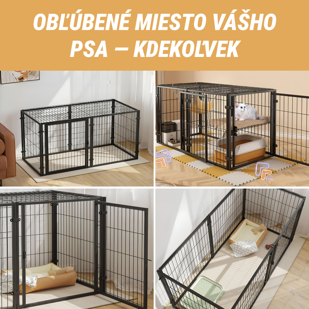 Pawz™ - Skladací multifunkčný ohrádka pre psov s dverami a odnímateľnou strechou – Obrázok 2