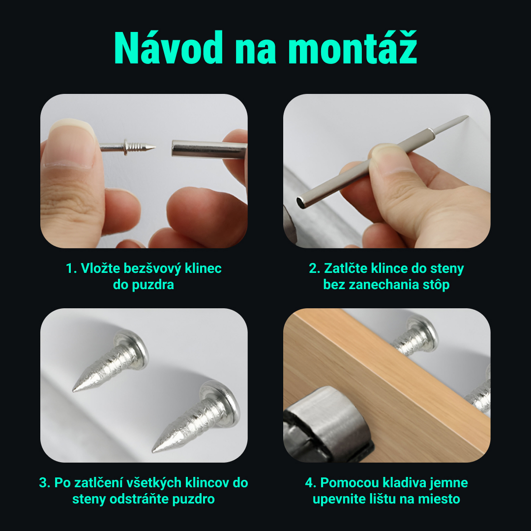 Naox™ - Sada 500 dvojitých klincov na soklové lišty s nástrojmi – Obrázok 3