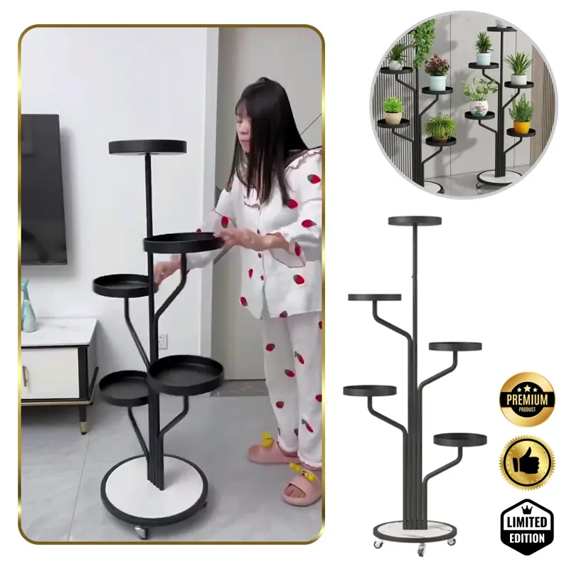 Floro™ - Elegantný stojan na rastliny s 5 úrovňami a kolieskami