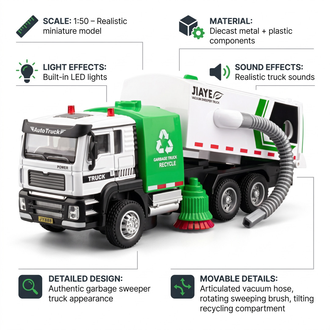 GarbageTruck™ – Cisternová autocisterna s odsávaním so zvukmi a svetlami – Obrázok 6